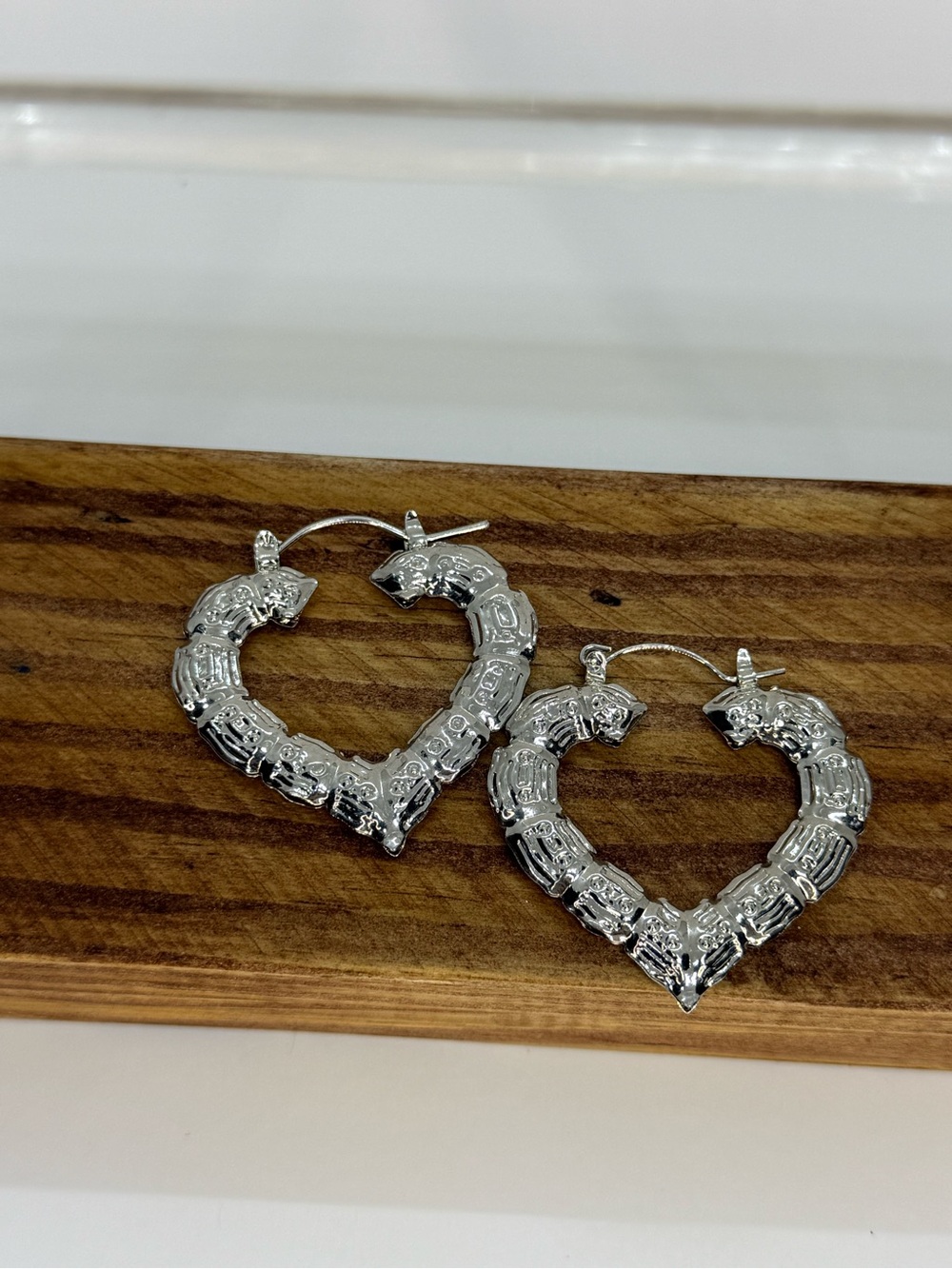 Silver  Heart Hoop Earrings